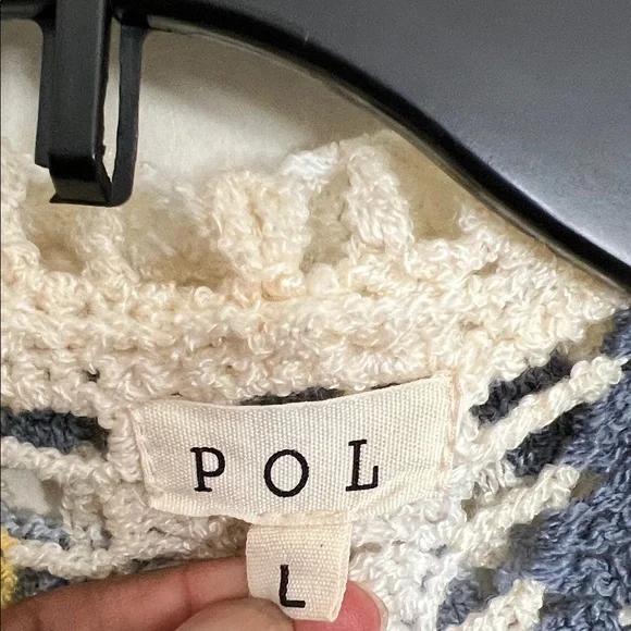 POL Cream and Blue Crochet Cardigan - Picture 2 of 9